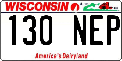 WI license plate 130NEP