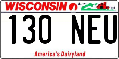 WI license plate 130NEU