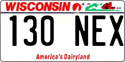 WI license plate 130NEX