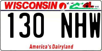 WI license plate 130NHW