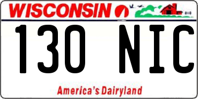 WI license plate 130NIC