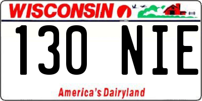 WI license plate 130NIE