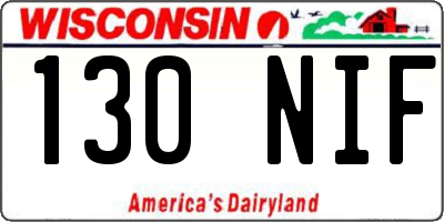 WI license plate 130NIF