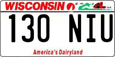 WI license plate 130NIU