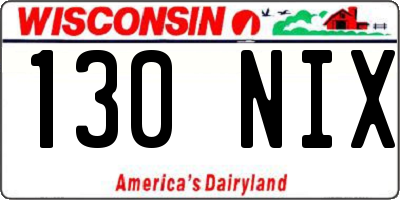WI license plate 130NIX