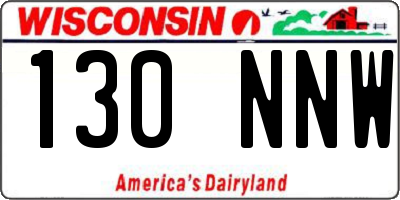 WI license plate 130NNW