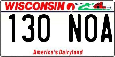 WI license plate 130NOA