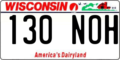 WI license plate 130NOH