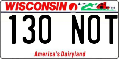 WI license plate 130NOT