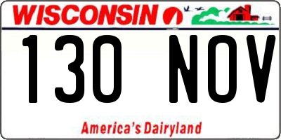 WI license plate 130NOV