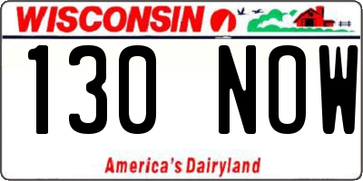 WI license plate 130NOW