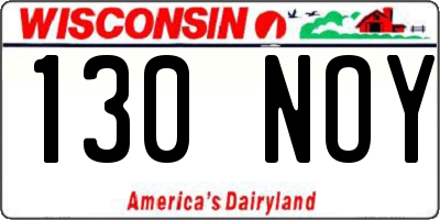 WI license plate 130NOY