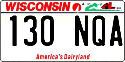 WI license plate 130NQA