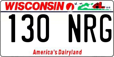 WI license plate 130NRG