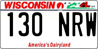 WI license plate 130NRW