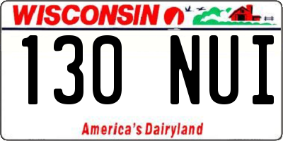 WI license plate 130NUI