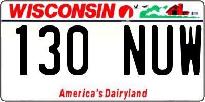 WI license plate 130NUW
