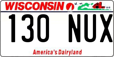 WI license plate 130NUX
