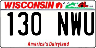 WI license plate 130NWU