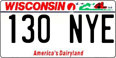 WI license plate 130NYE