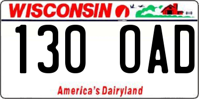 WI license plate 130OAD