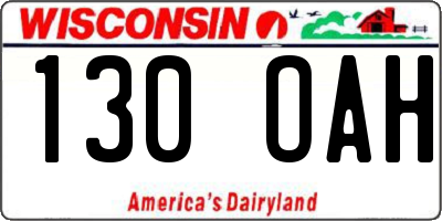 WI license plate 130OAH