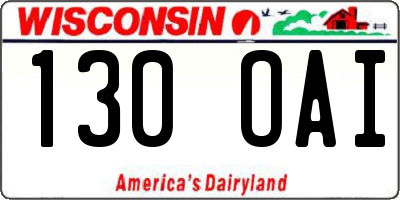 WI license plate 130OAI