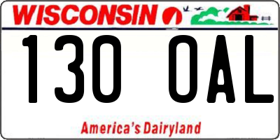 WI license plate 130OAL
