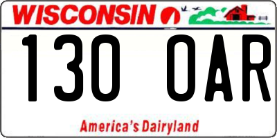 WI license plate 130OAR