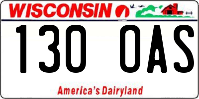 WI license plate 130OAS