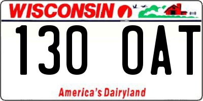 WI license plate 130OAT