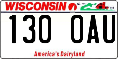 WI license plate 130OAU