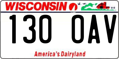 WI license plate 130OAV