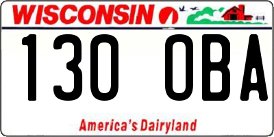 WI license plate 130OBA