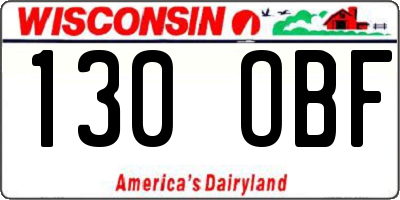 WI license plate 130OBF