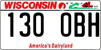 WI license plate 130OBH