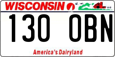 WI license plate 130OBN