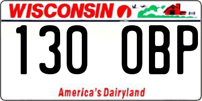 WI license plate 130OBP