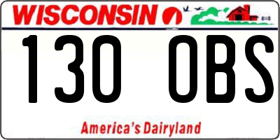 WI license plate 130OBS