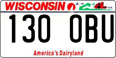 WI license plate 130OBU
