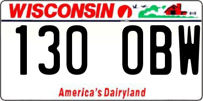 WI license plate 130OBW