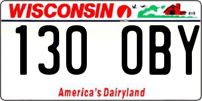 WI license plate 130OBY