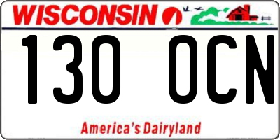 WI license plate 130OCN
