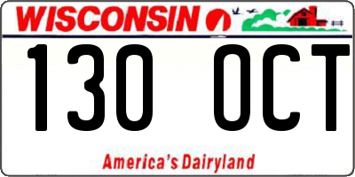 WI license plate 130OCT