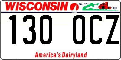 WI license plate 130OCZ
