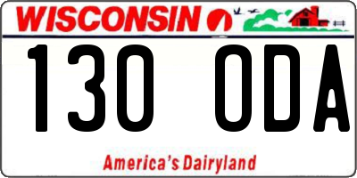 WI license plate 130ODA