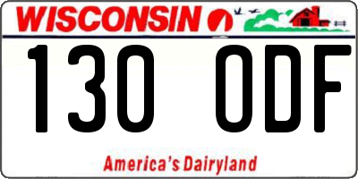 WI license plate 130ODF