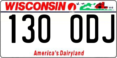 WI license plate 130ODJ