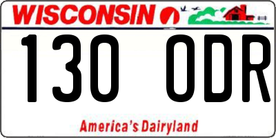 WI license plate 130ODR
