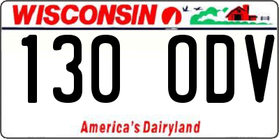 WI license plate 130ODV